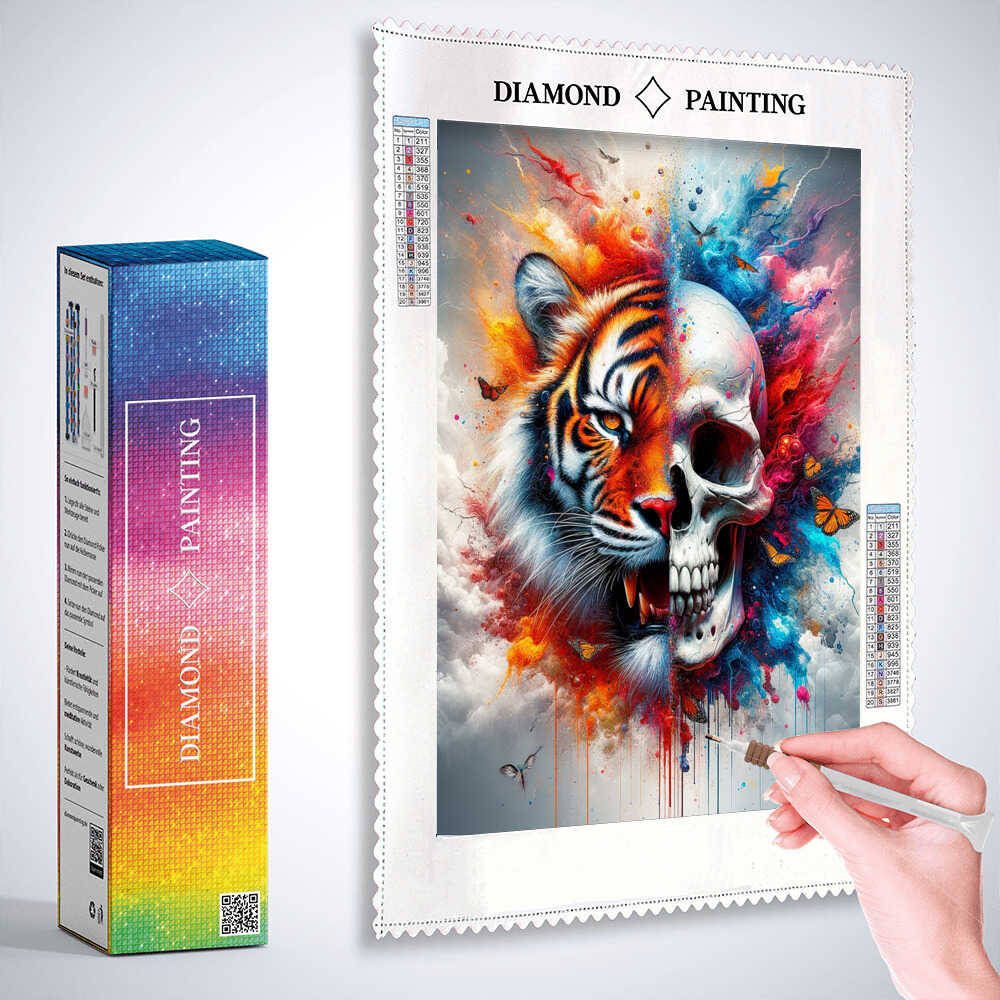 Diamond Painting - Totenkopf und Tiger