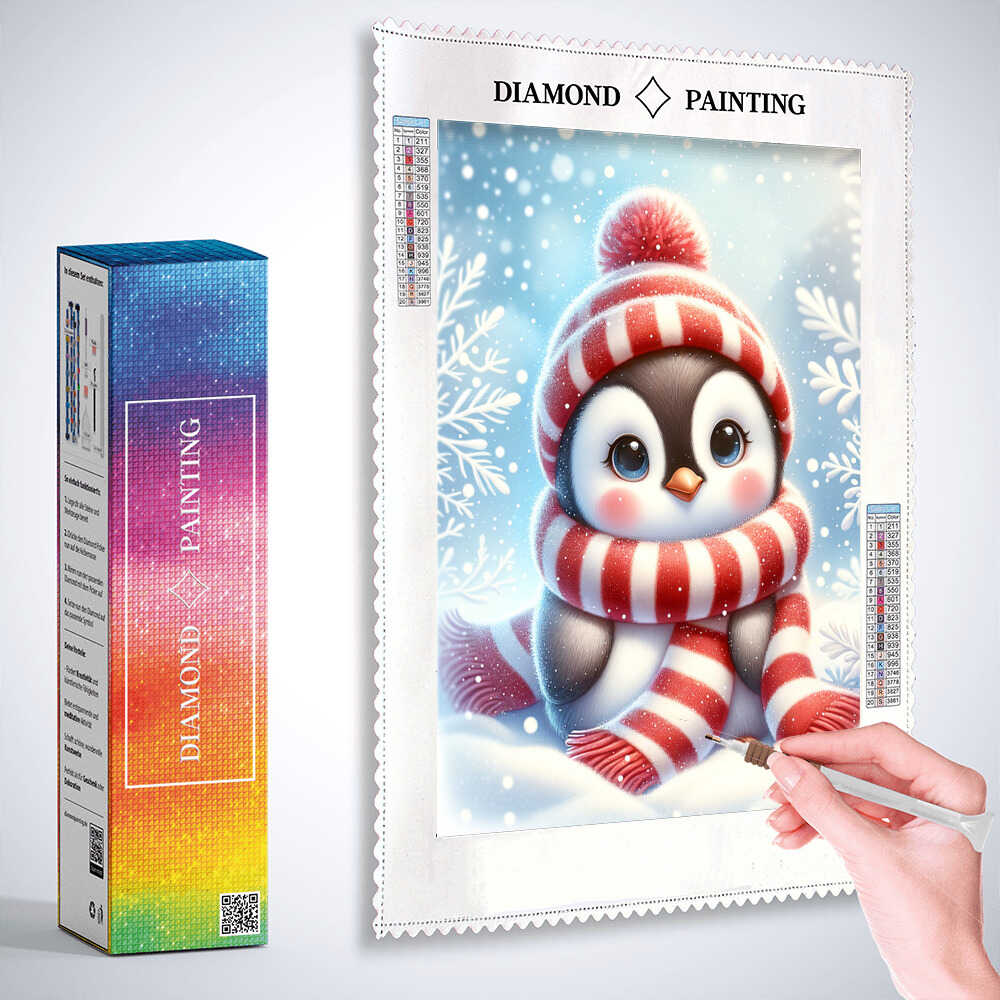 Diamond Painting - Pinguin mit Schal