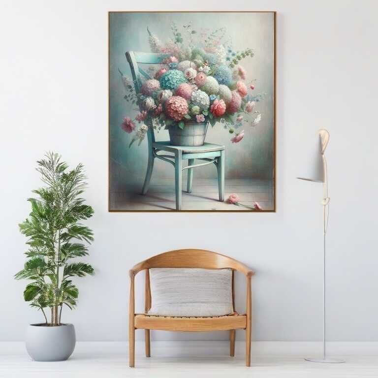 Diamond Painting - Stuhl mit Blumenstrauß