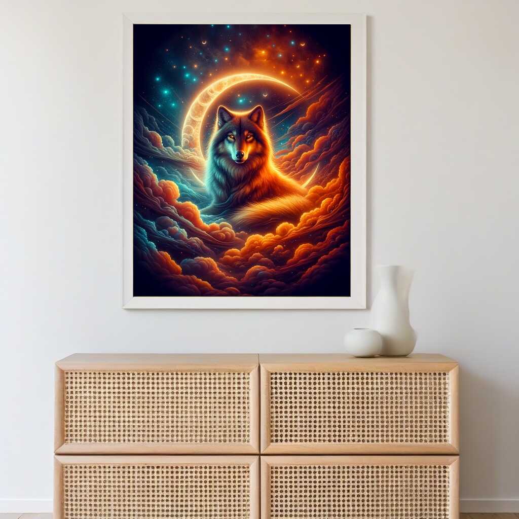 Diamond Painting - Wolf mit Sichelmond