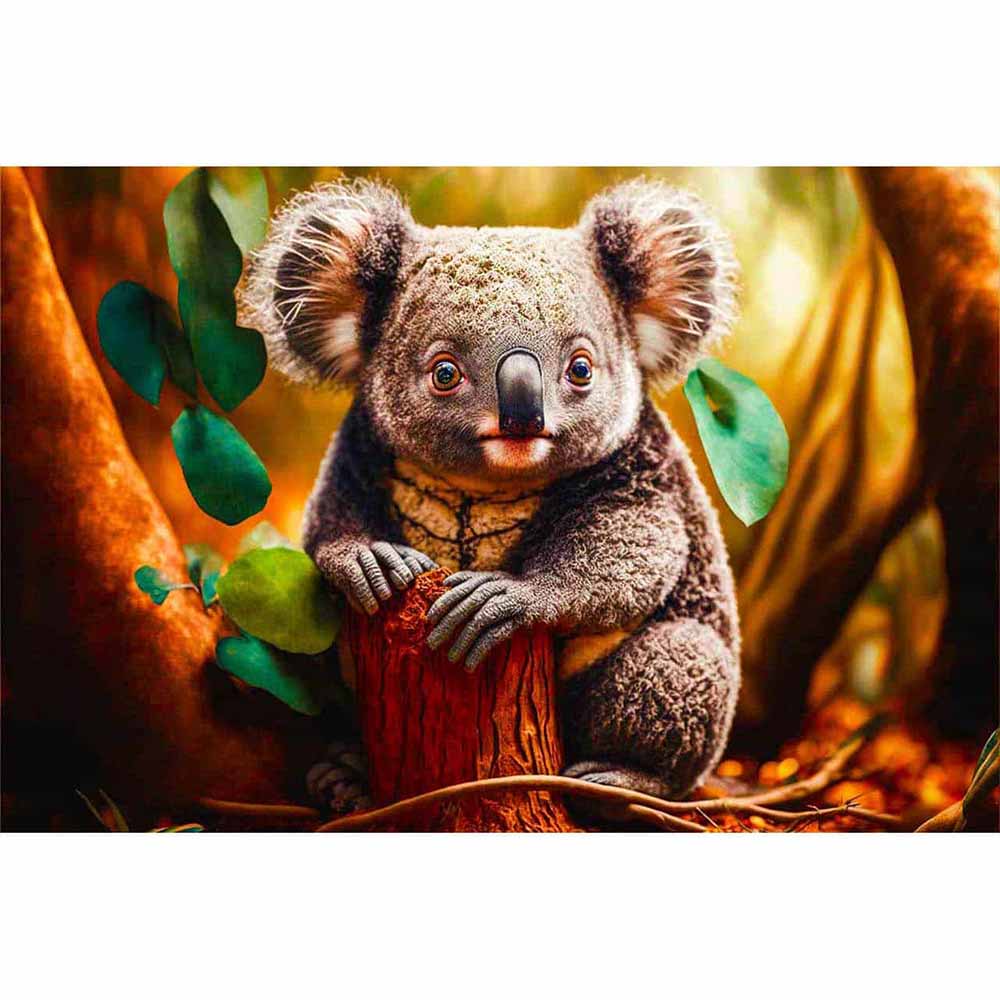 Diamond Painting - Koalabär auf Waldboden - gedruckt in Ultra-HD - Bär, Horizontal, Koala, Tiere