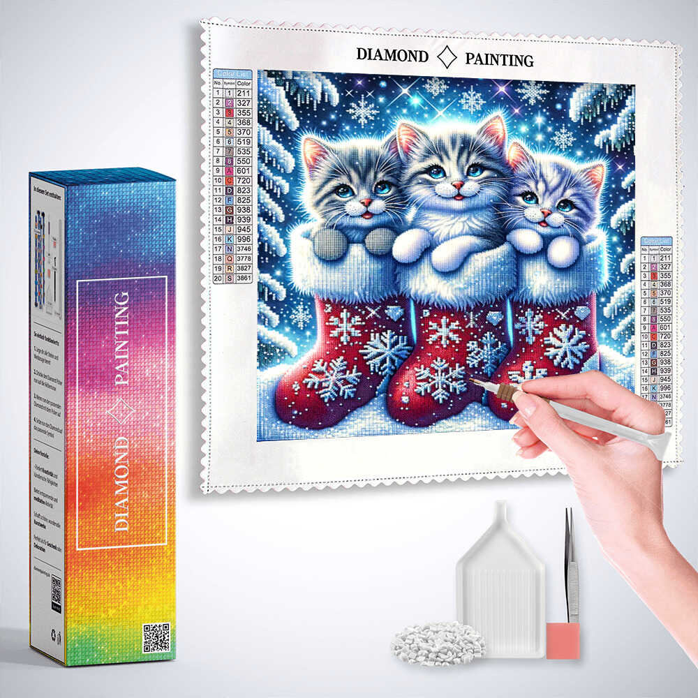 Diamond Painting - Weihnachtskätzchen