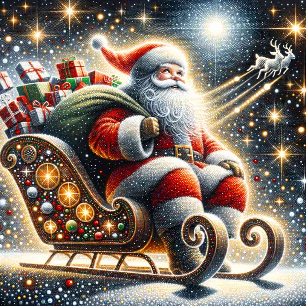 Diamond Painting - Weihnachtsmann mit Geschenken