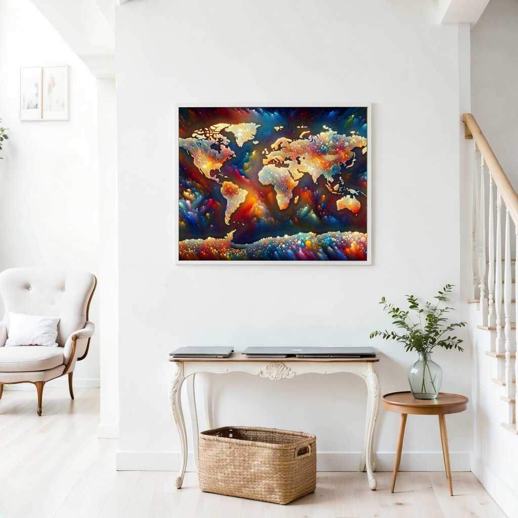 Diamond Painting - Weltkarte, Farbkleckse
