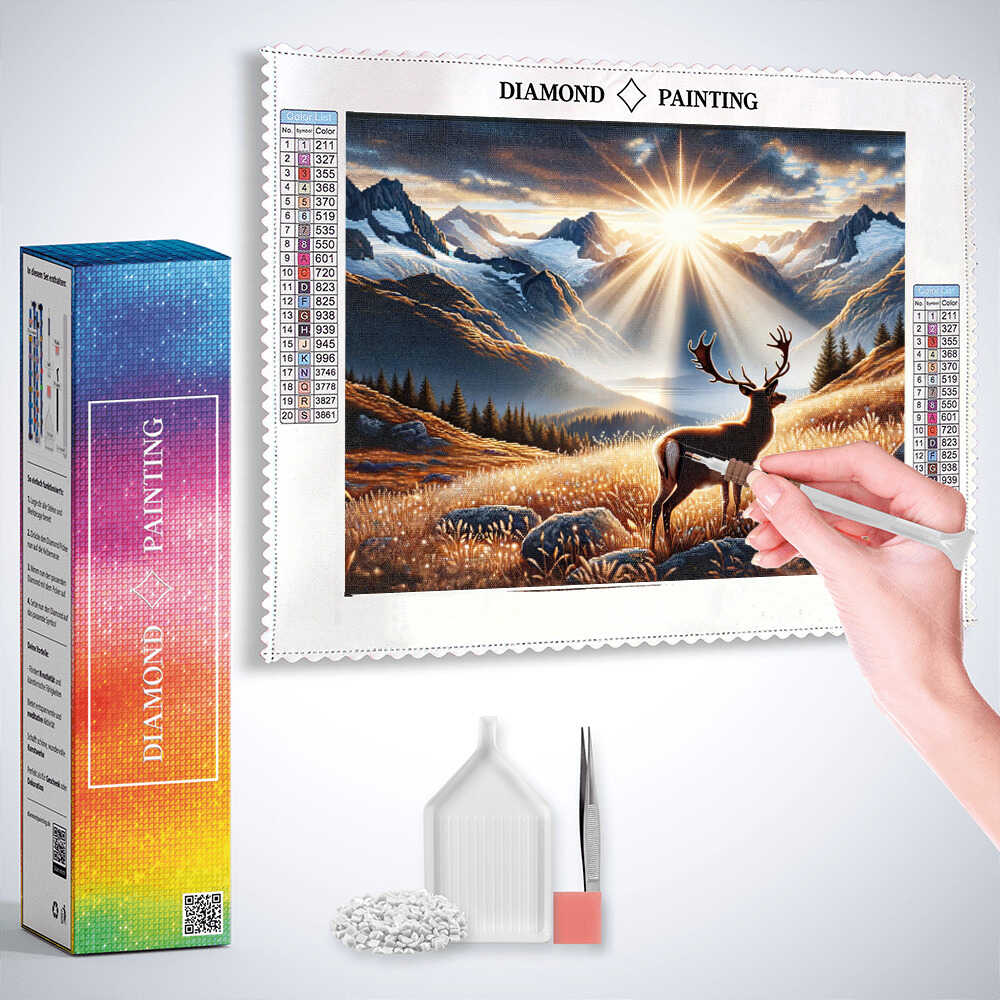 Diamond Painting - Hirsch auf Berg