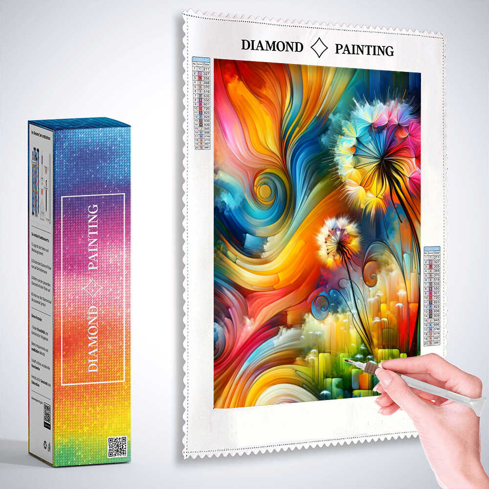 Diamond Painting - Pusteblume abstrakt und bunt