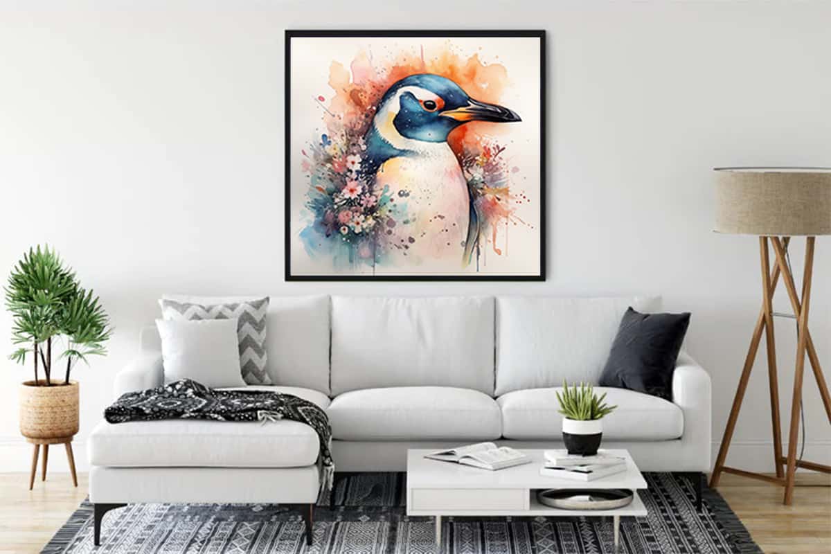 Diamond Painting - Witziger Pinguin - gedruckt in Ultra-HD - Aquarell, Neu eingetroffen, Pinguin, TiereQuadratisch