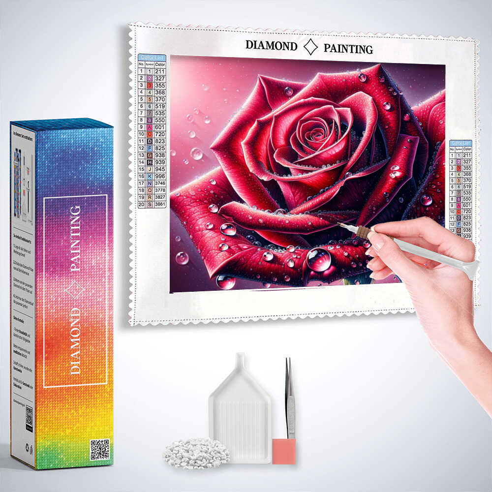 Diamond Painting - Rote Rose Nahaufnahme