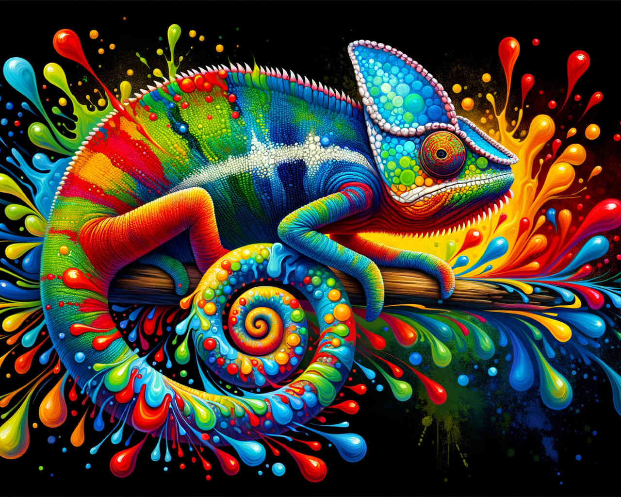 Diamond Painting - Chamäleon Splash, bunt