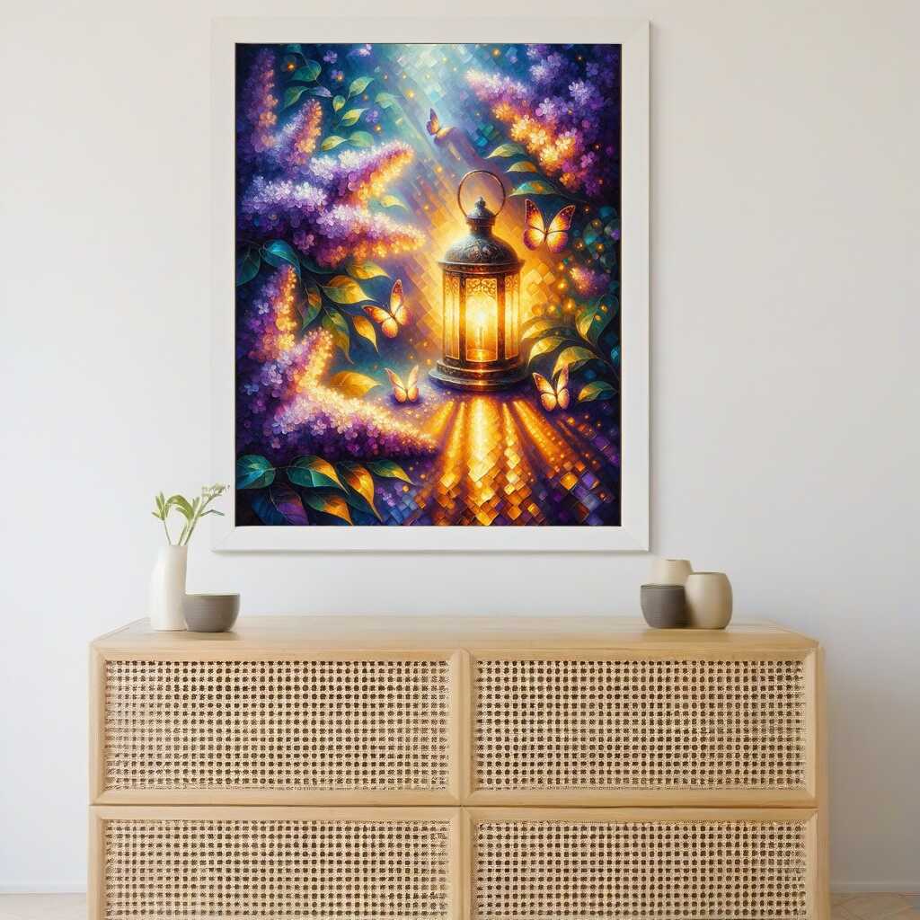 Diamond Painting - Laterne mit Flieder