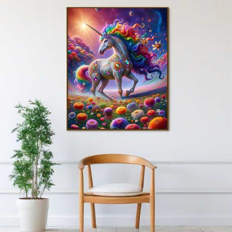 Diamond Painting - Regenbogeneinhorn mit Schmuck
