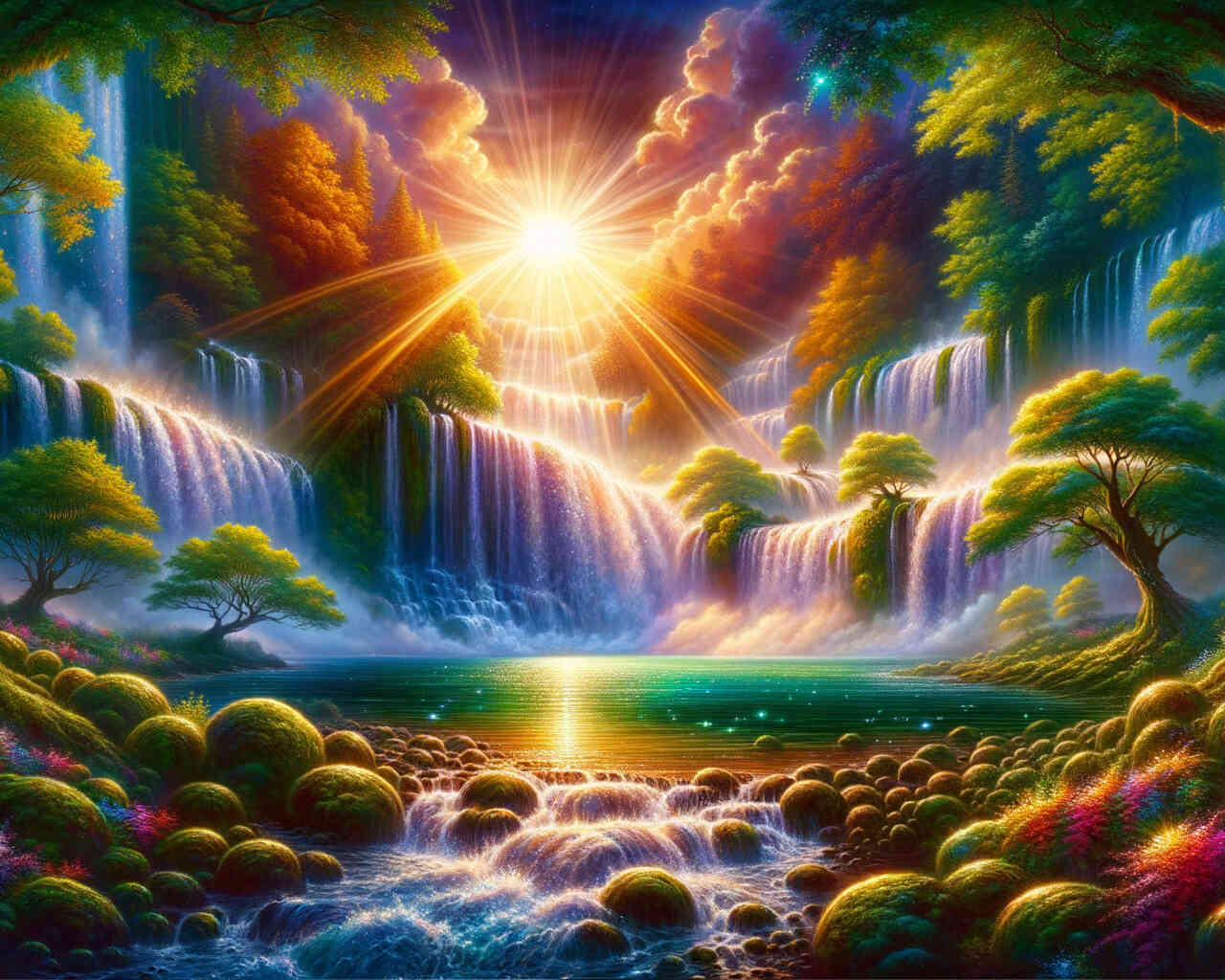 Diamond Painting - Höhle mit Wasserfall