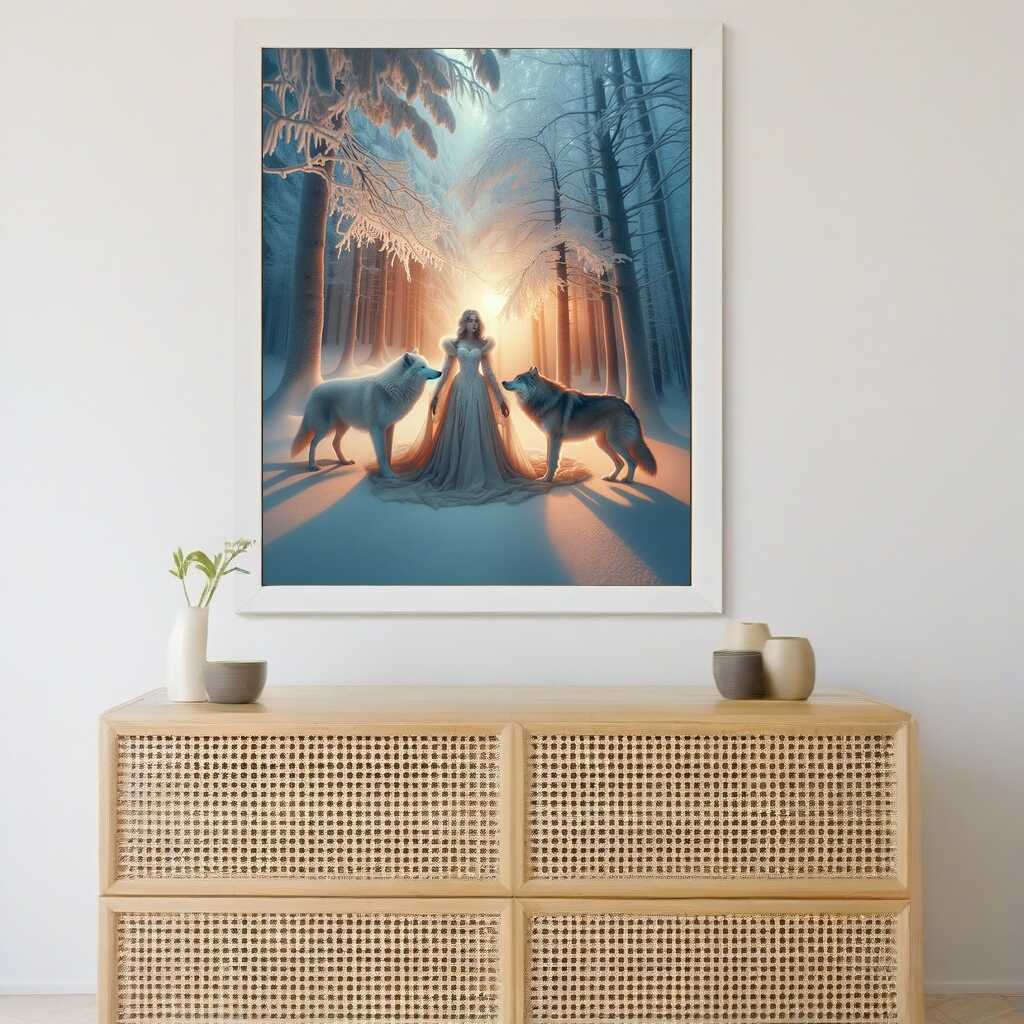 Diamond Painting - Frau mit Schneewölfen