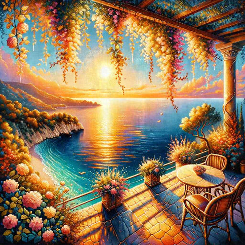 Diamond Painting - Romantischer Ausblick auf das Meer
