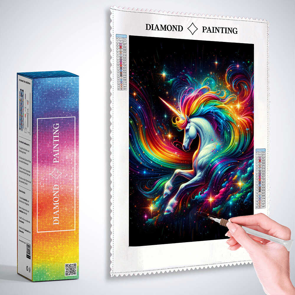 Diamond Painting - Buntes Regenbogeneinhorn