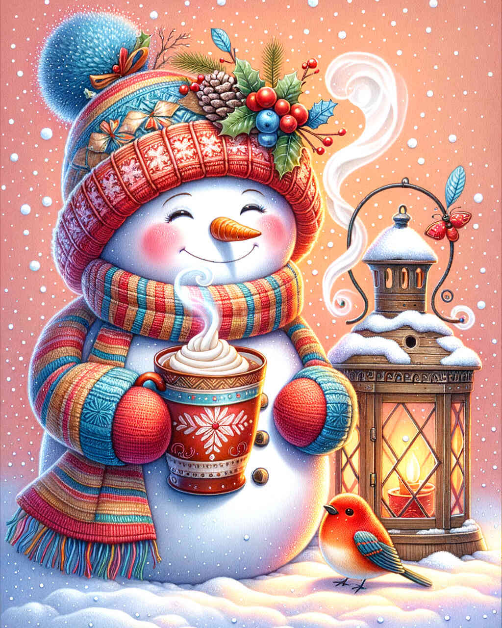 Diamond Painting - Schneemann mit Kakao