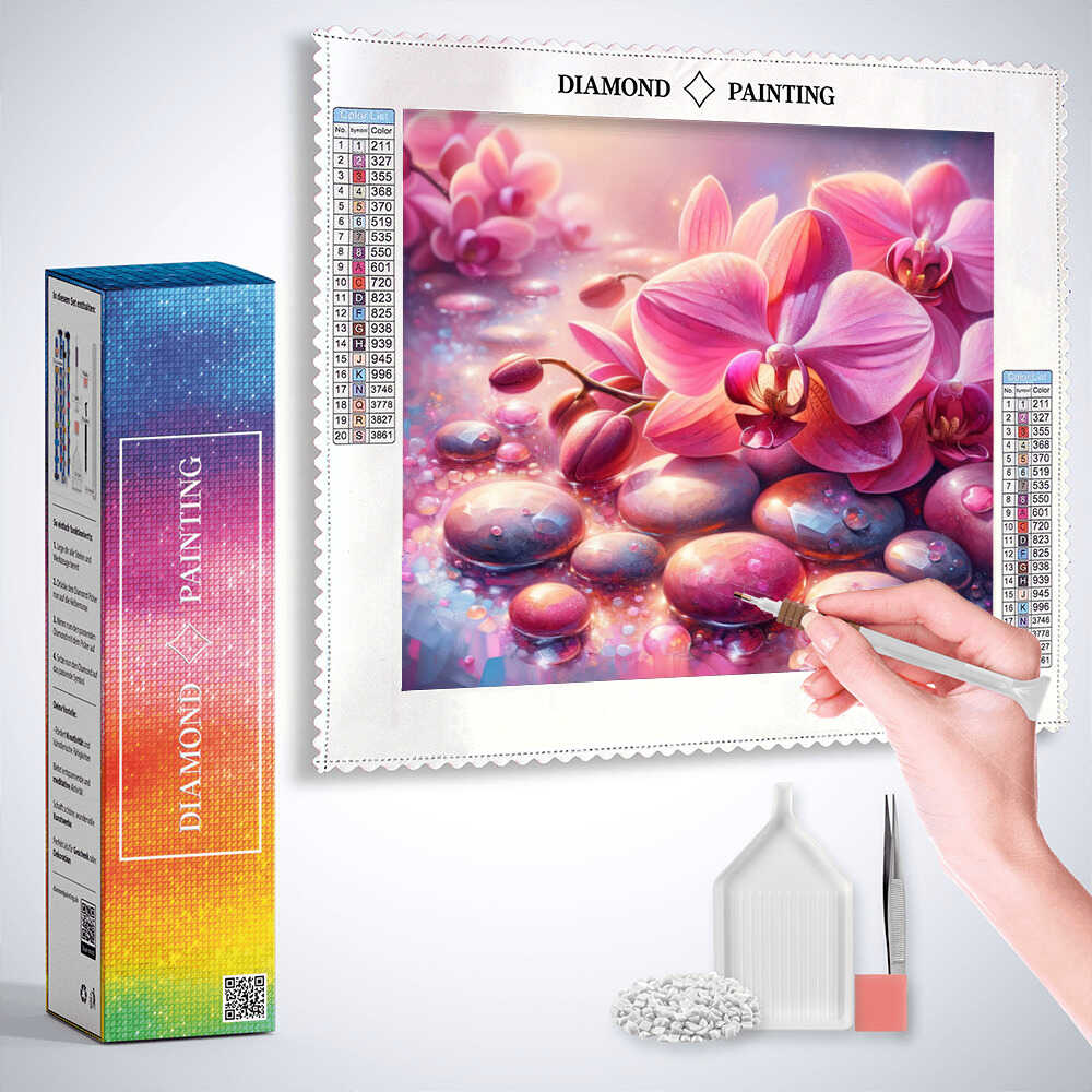 Diamond Painting - Pinke Orchidee Steine