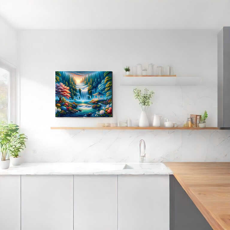 Diamond Painting - Pavillon am Wasserfall