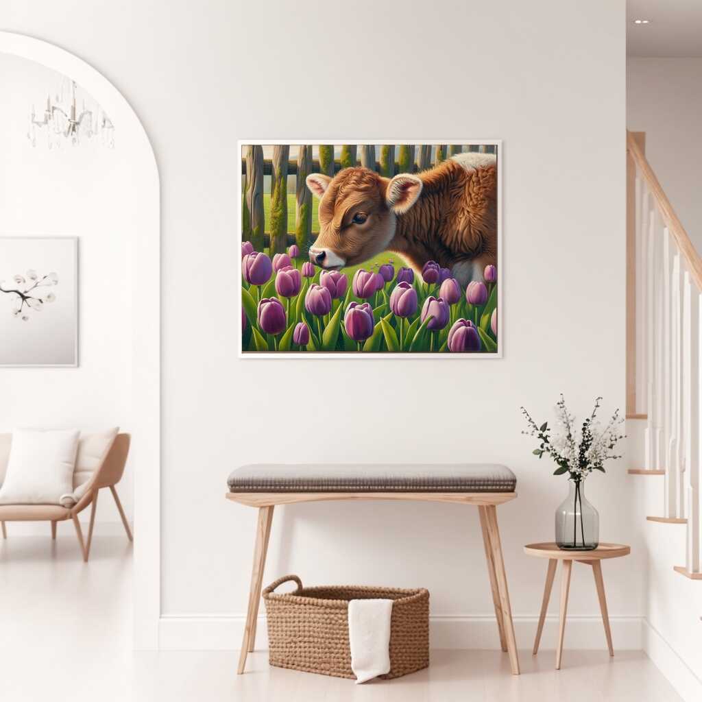 Diamond Painting - Kuh und Tulpen