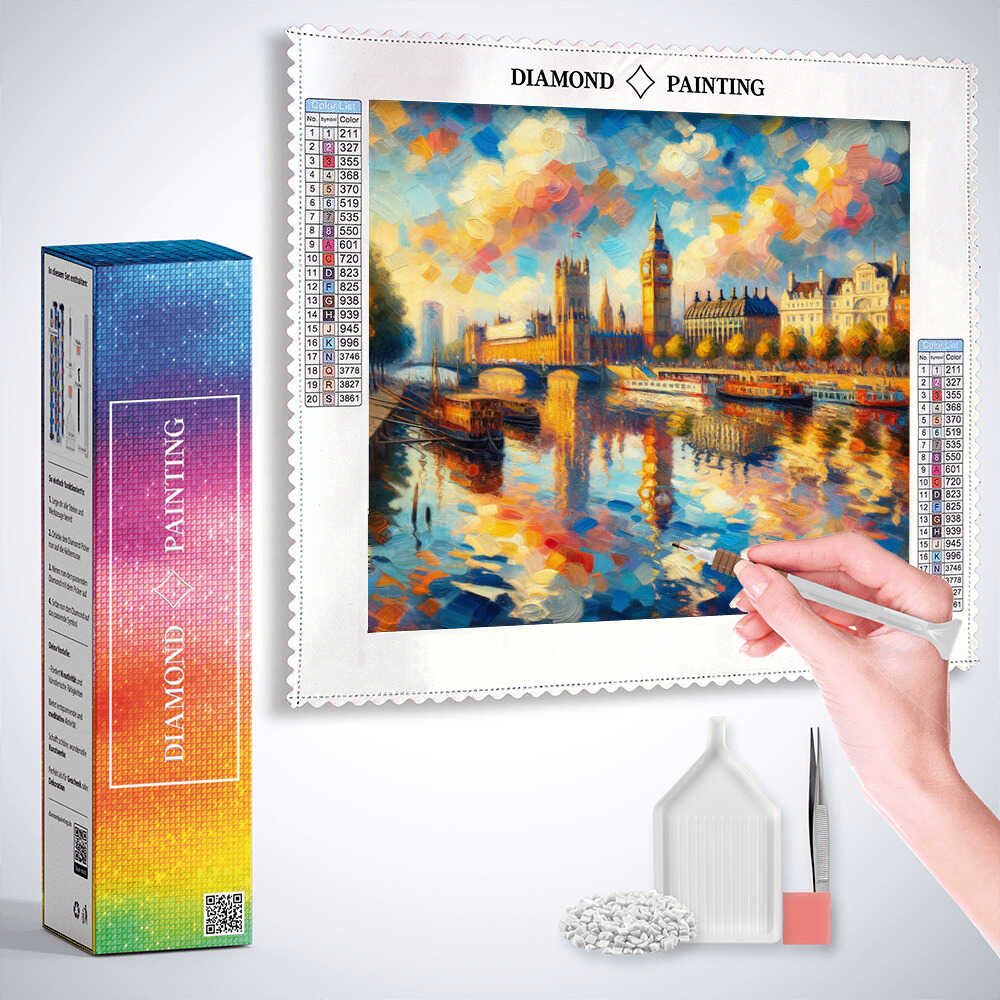 Diamond Painting - Fluss der Farben: London in Abendglut