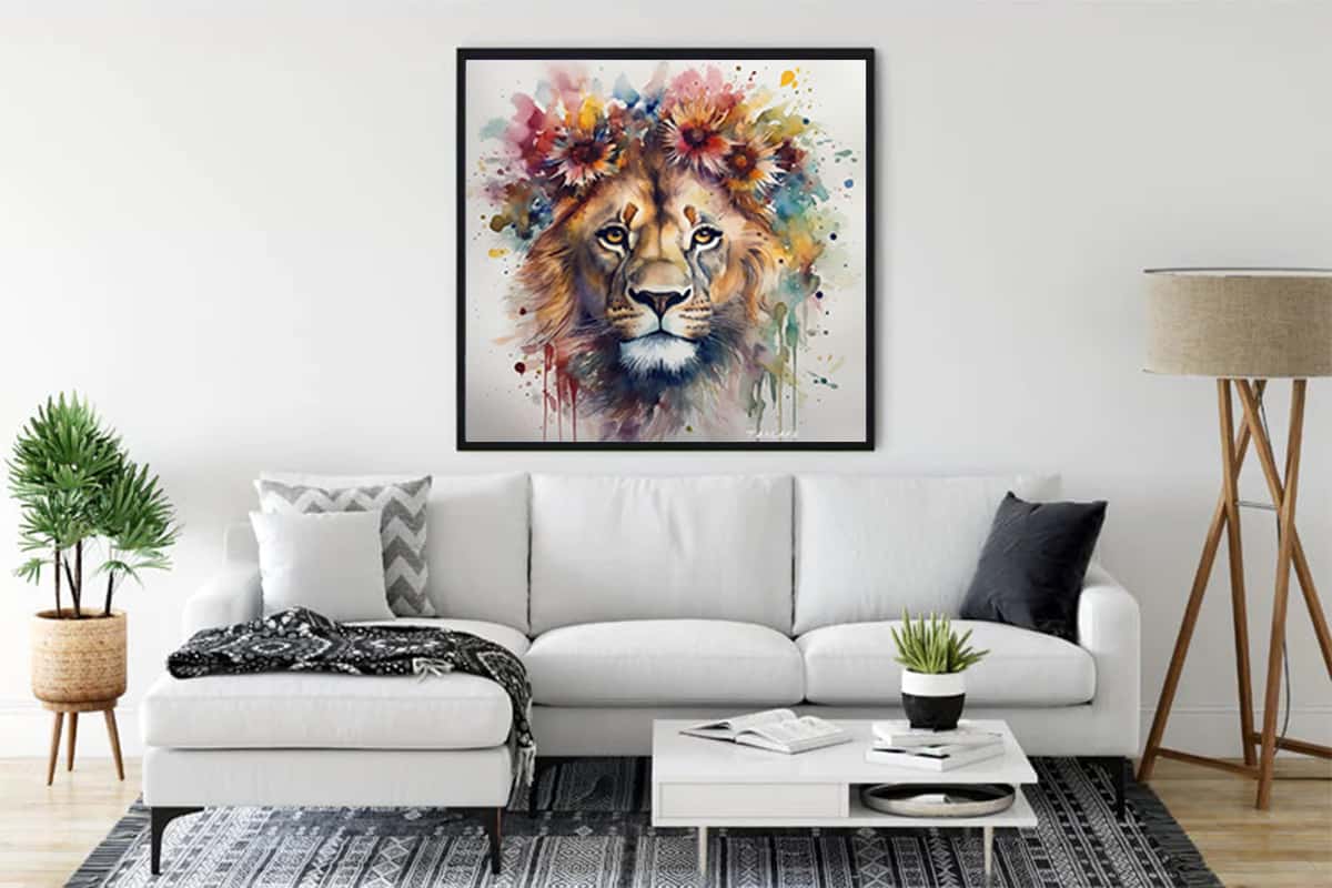 Diamond Painting - König der Tiere - gedruckt in Ultra-HD - Aquarell, Löwe, Neu eingetroffen, Quadratisch, Tiere