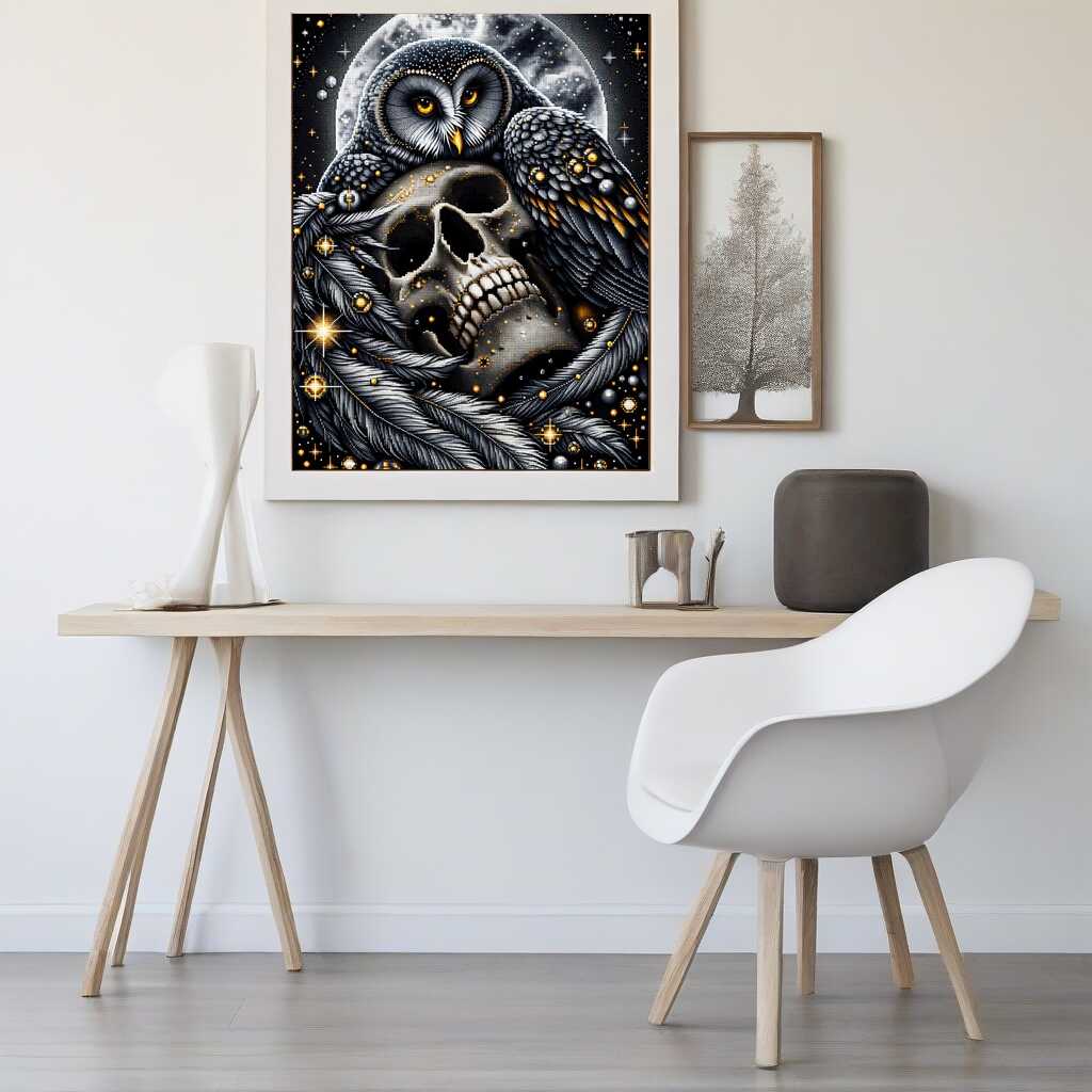 Diamond Painting - Totenkopf mit Eule