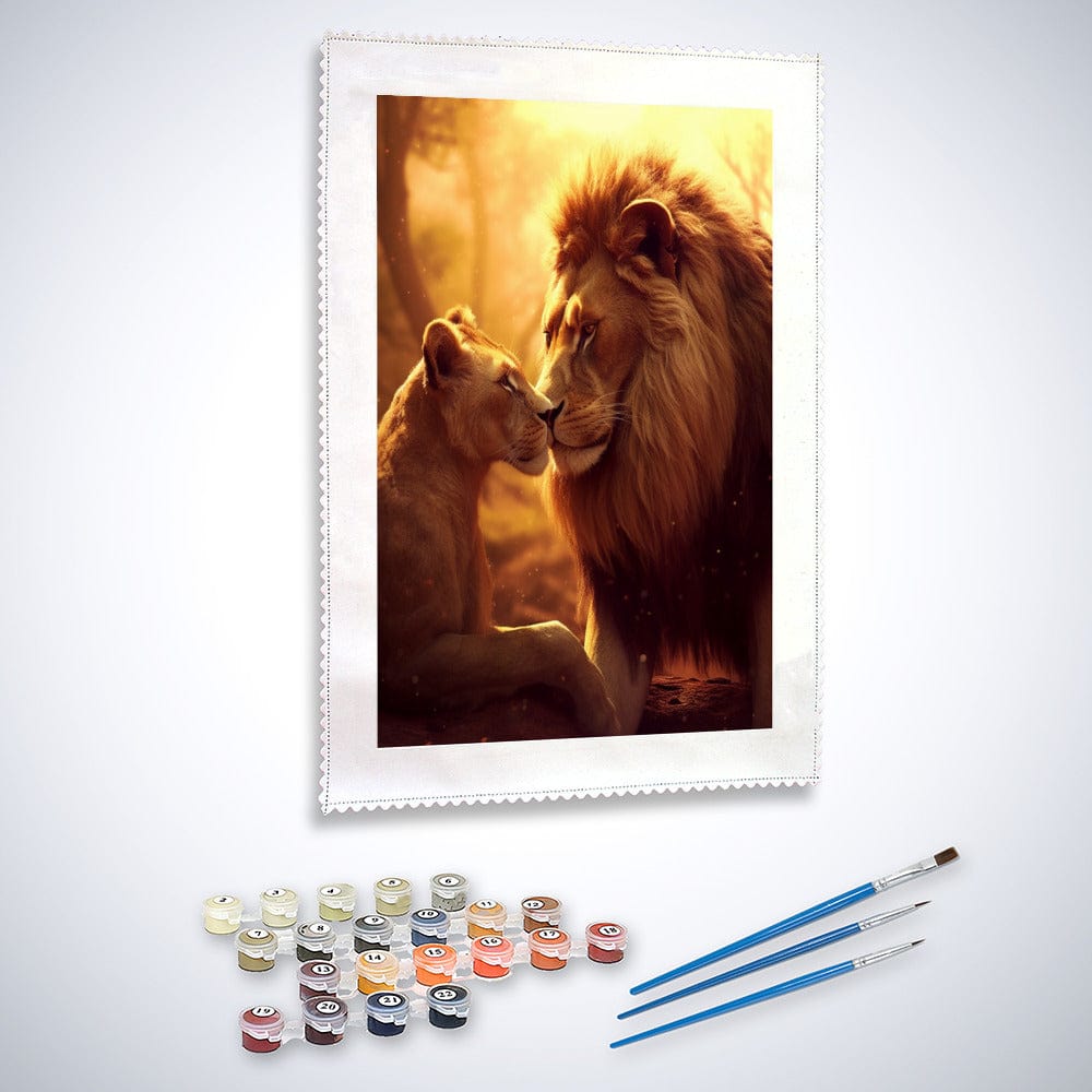 Diamond Painting - Löwe und Löwin schmusen