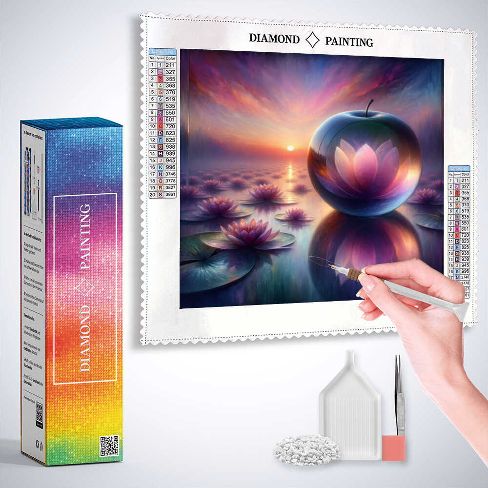 Diamond Painting - Glas Apfel Seerosen im Meer