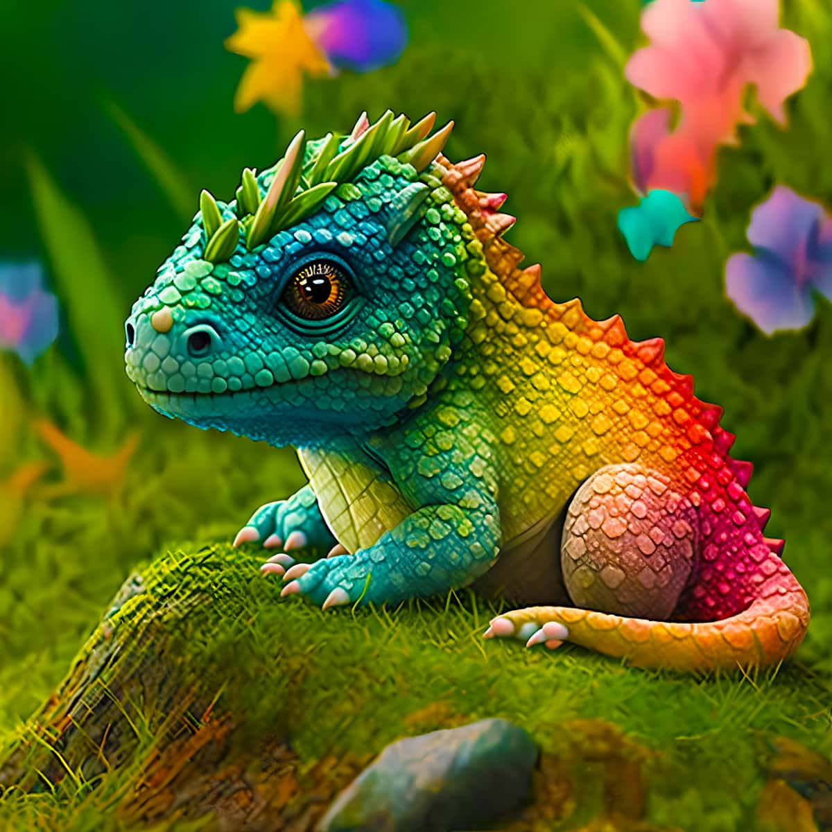 AB Diamond Painting - Babydrache auf Wiese - gedruckt in Ultra-HD - AB Diamond, Drache, Fantasy, Neu eingetroffen, Quadratisch