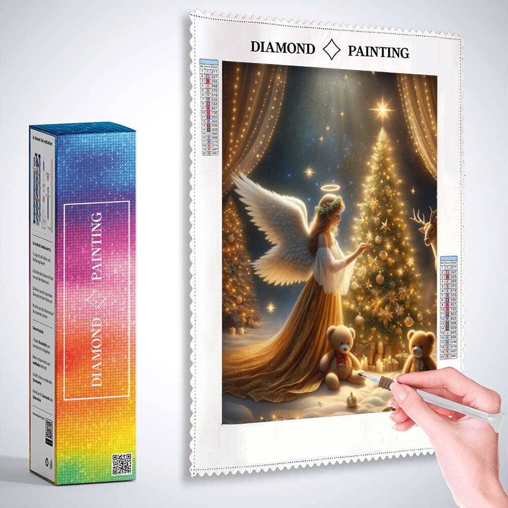 Diamond Painting - Engel schmückt Weihnachtsbaum