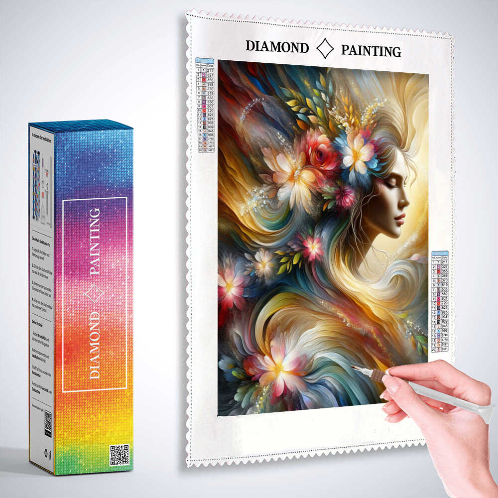 Diamond Painting - Frau mit Blumenhaar