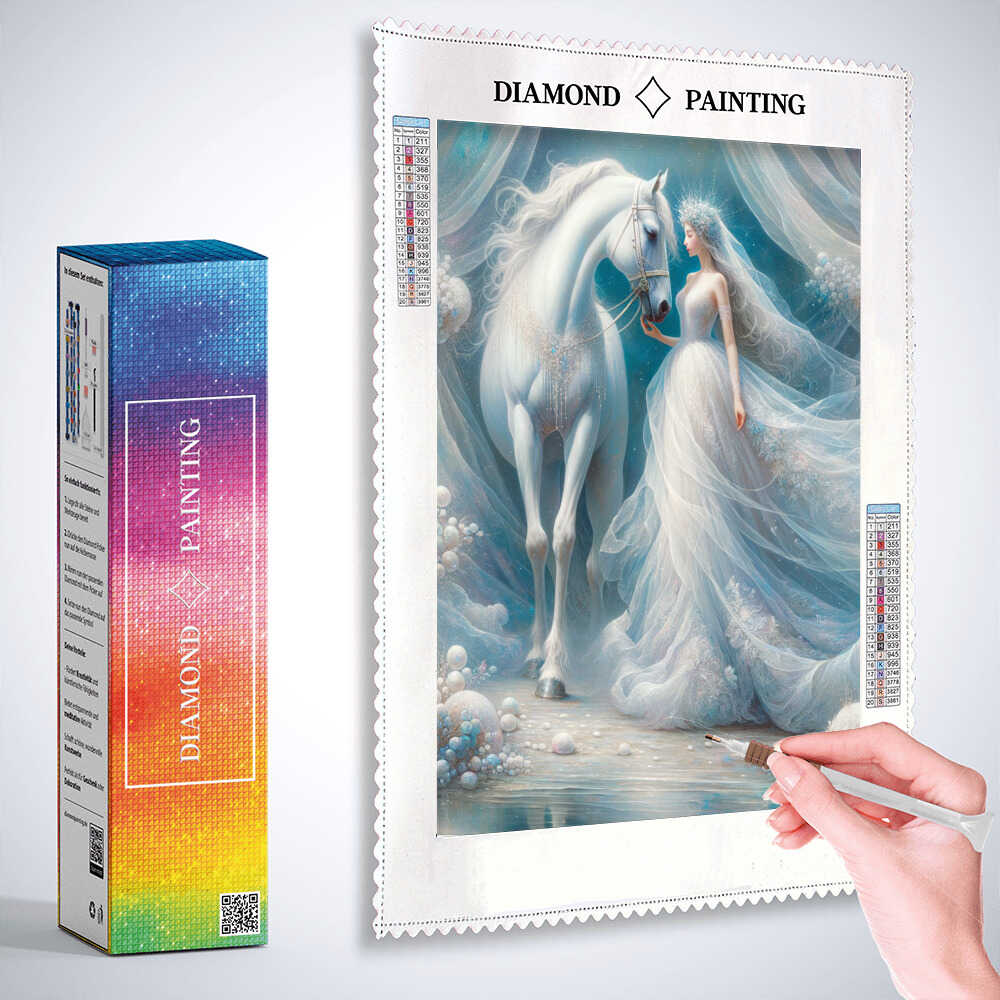Diamond Painting - Braut mit weißem Pferd