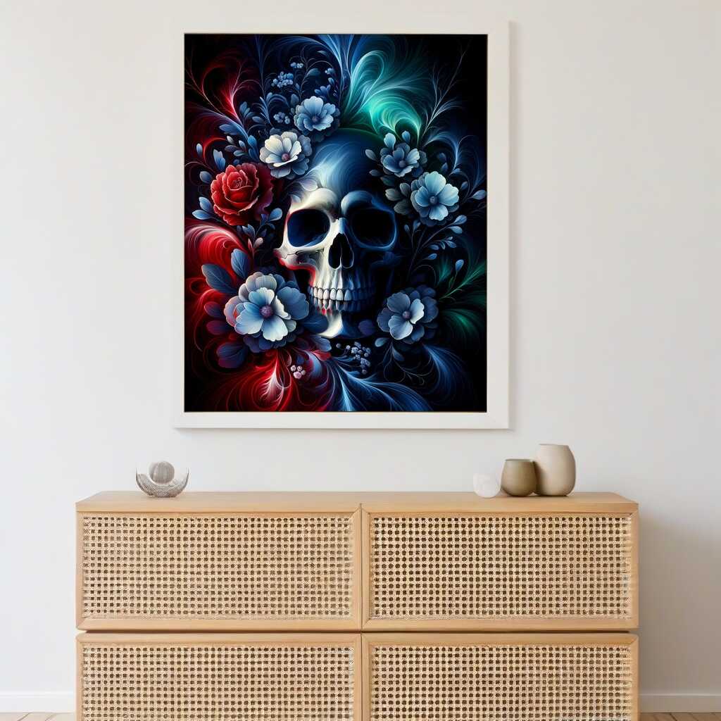 Diamond Painting - Totenkopf mit Blumen