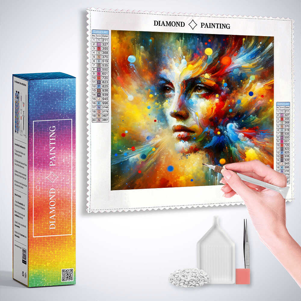 AB Diamond Painting - Frau Abstrakt bunt