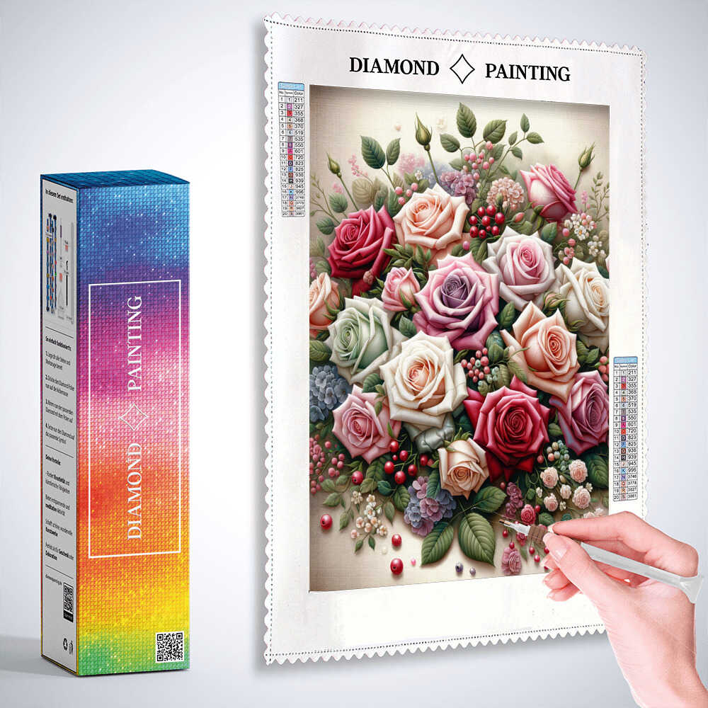 Diamond Painting - Romantischer Rosenstrauß