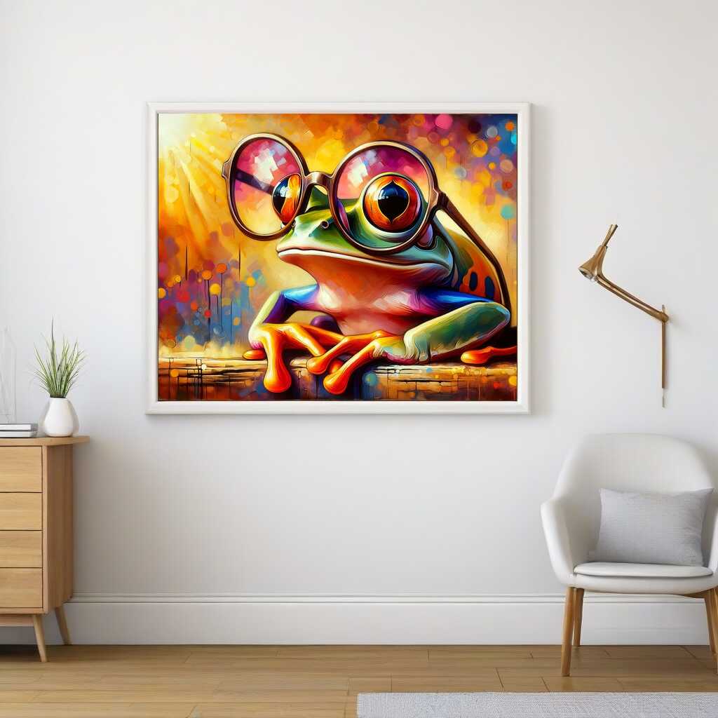 Frosch trägt große Brille