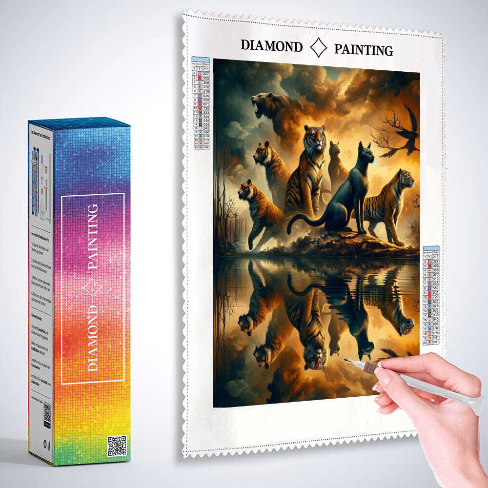 Diamond Painting - Tiger und Panther, Spiegelbilder