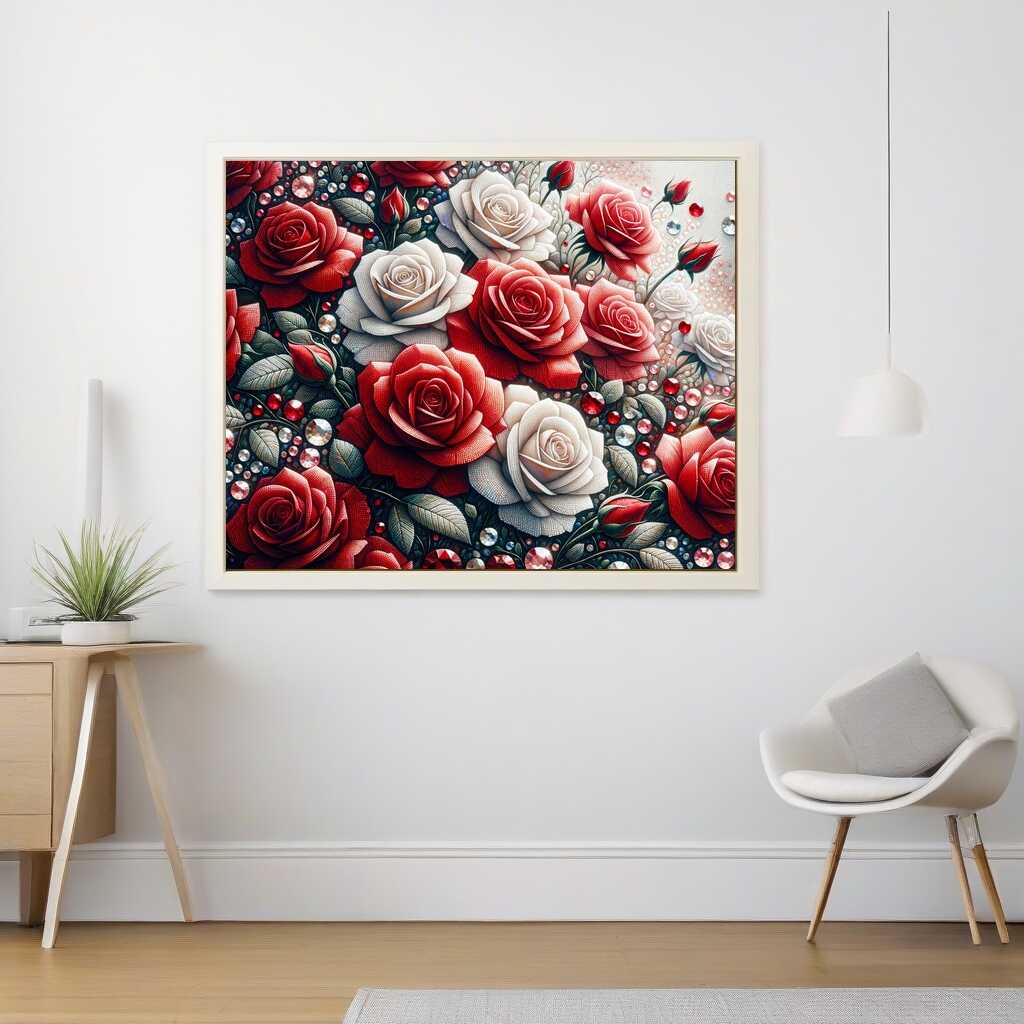 Diamond Painting - Rosengesteck in Rot und Weiß