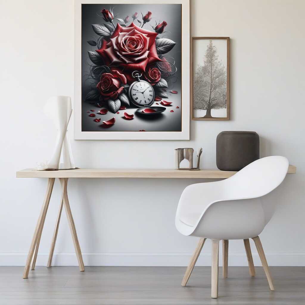 Diamond Painting - Taschenuhr rote Rose