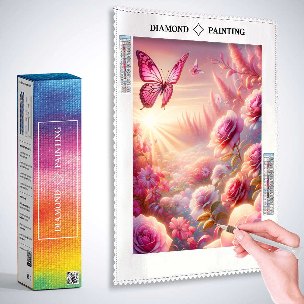 Diamond Painting - Rosa Rosenschmetterling