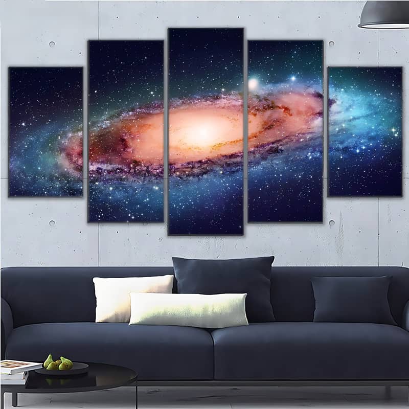 Diamond Painting 5 teilig - Weltall, Leuchtende Galaxy - gedruckt in Ultra-HD - multi5