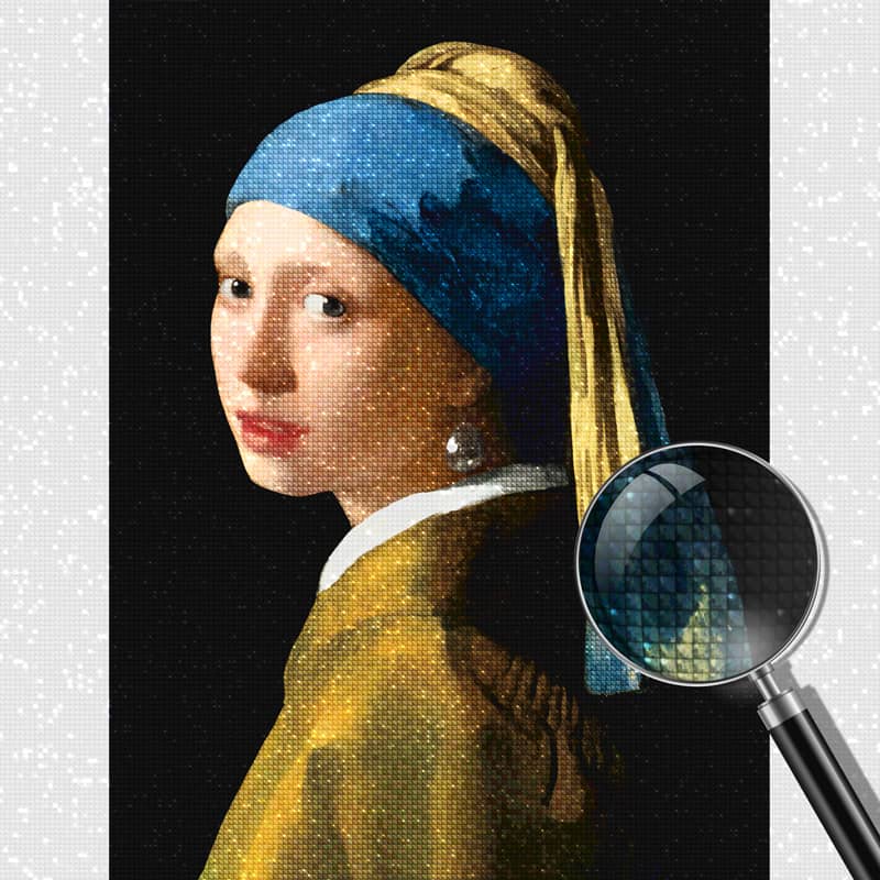 Diamond Painting - Das Mädchen mit dem Perlenohrhänger, Vermeer Style - gedruckt in Ultra-HD - bekannte künstler