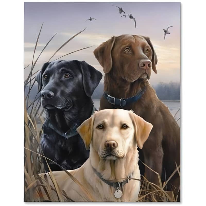 Diamond Painting - Goldenretriever, Labrador Trio - gedruckt in Ultra-HD - hund, tiere