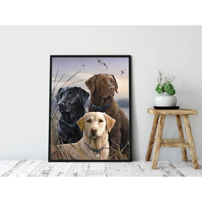 Diamond Painting - Goldenretriever, Labrador Trio - gedruckt in Ultra-HD - hund, tiere