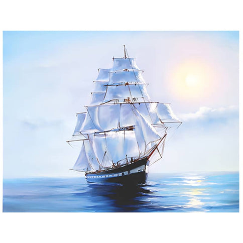 Diamond Painting - Segelschiff, Sonne - gedruckt in Ultra-HD - meer, schiffe