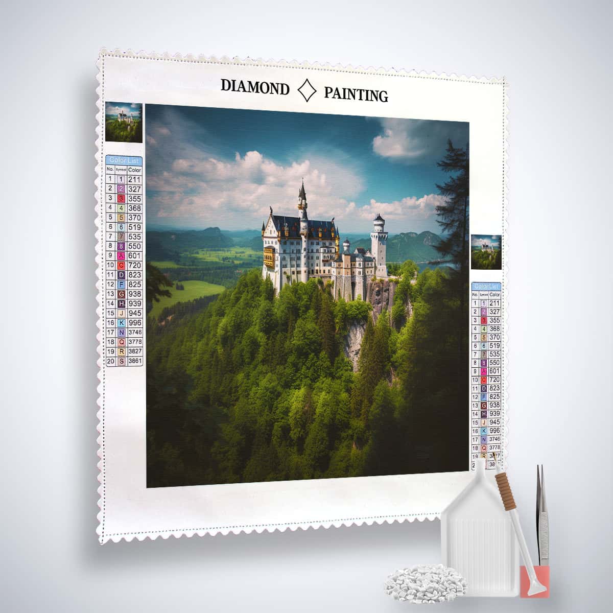 Diamond Painting - Schloss Neuschwanstein im Grünen - gedruckt in Ultra-HD - landschaft, Neu eingetroffen, Quadratisch, Schloss Neuschwanstein, sehenswürdigkeiten