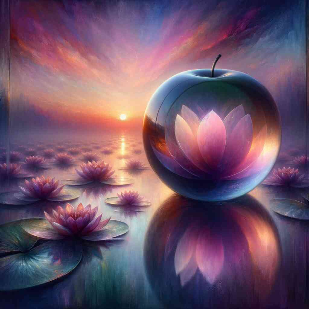 Diamond Painting - Glas Apfel Seerosen im Meer