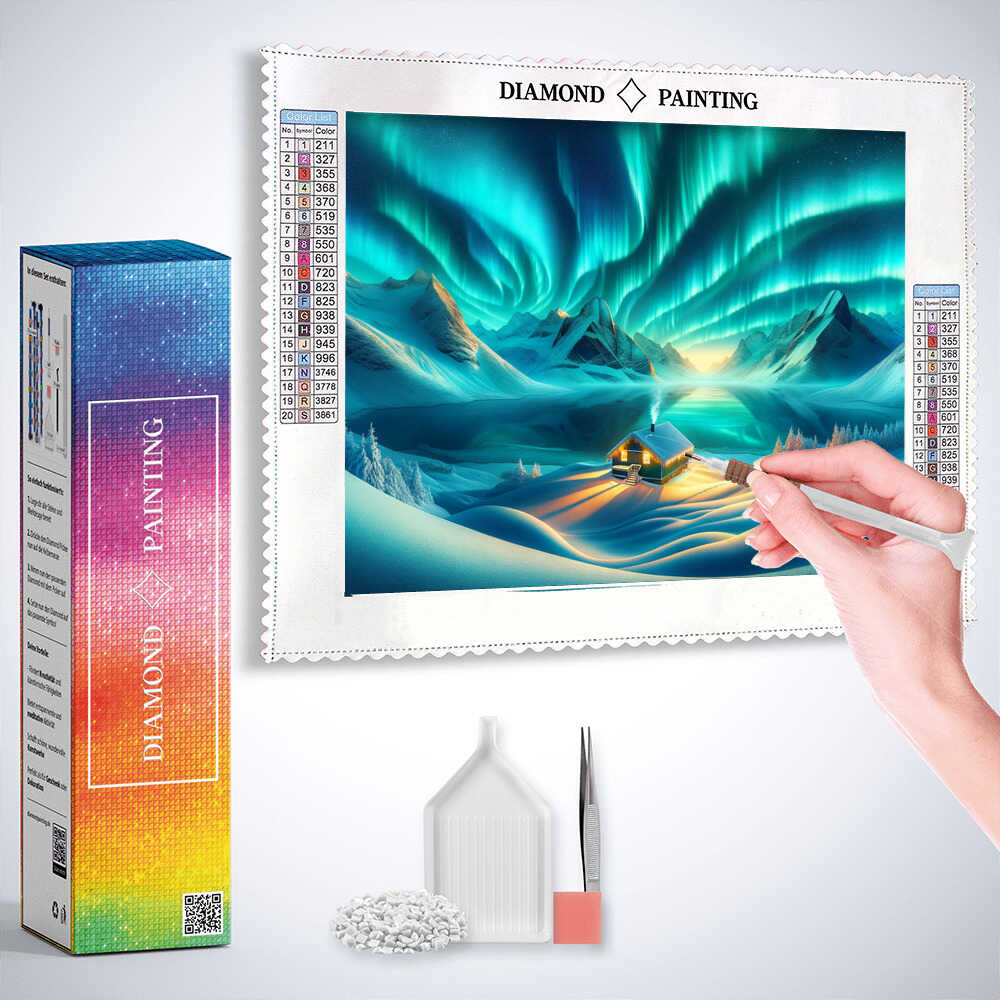 Diamond Painting - Grüne Polarlichter Berg