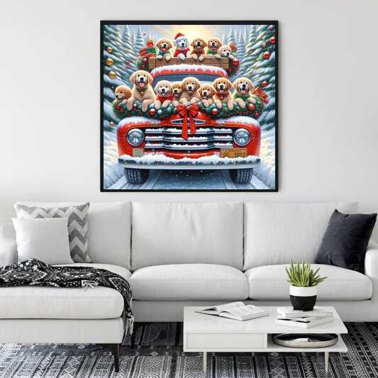 Diamond Painting - Goldenretriever Weihnachten