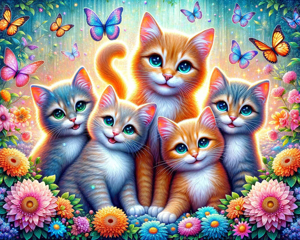 Diamond Painting - Katzen Familie